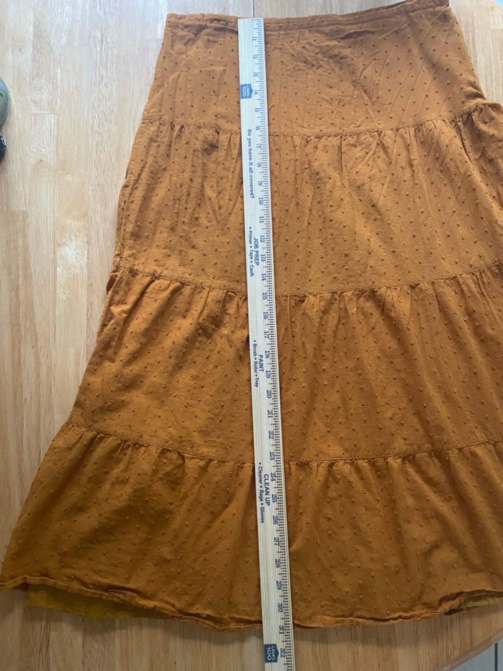 Connection 18 Orange / Yellow Tiered Maxi Skirt 100% Cotton Size Medium - Picture 5 of 7